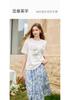 Fragrant Shadow Dopamine Printed White T-shirt for Women, 2026 Summer New Edition, Lyocell Loose Casual Short Sleeve Thin Top
