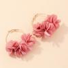 Summer Fashion Alloy Fabric Flower Earrings With Unique Geometric Shape For Ladies