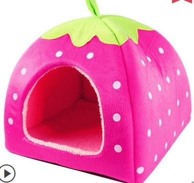 High Quality pet dog house large dog bed Strawberry Leopard Print Cat tent Rabbit Warm Cushion Basket ZL03