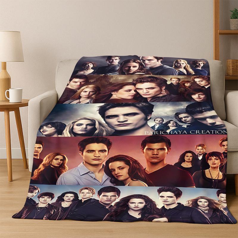 Twilight Saga Edward Bella Flannel Blanket Soft Warm Blanket Throw Blanket for Bedroom Living Room Bed Travel Picnic Gift Kid
