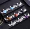 Natural crystal heart-shaped angel wings pendant necklace Heart Shaped Stone Pendants necklace Charms Crystal Chakra Beads DIY
