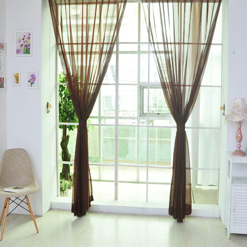 1 Pcs Colorful Sheer Tulle Curtains Polyester Solid Color Rod Pocket Curtain For Bedroom Kitchen Living Room Kid Room Classroom
