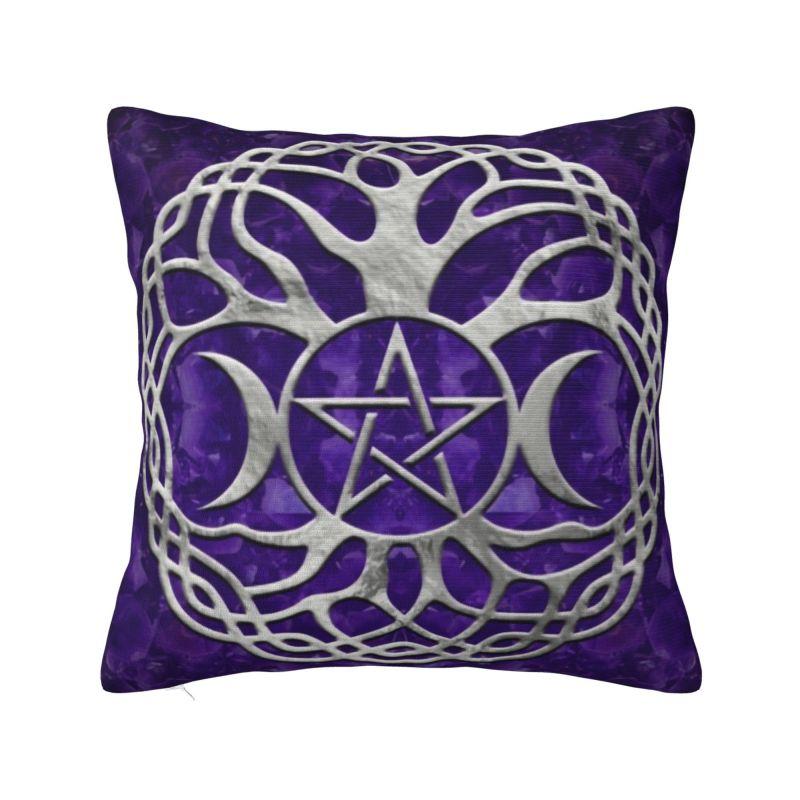Custom Nordic Pentagram Pentacle Cushion Cover for Sofa Soft Triple Moon Goddess Pagan Wiccan Throw Pillow Case Home Decor