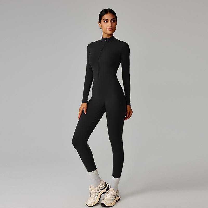 Zipper Style Nude Feel Long Sleeve Yoga & Running Bodysuit - High Intensity, Tight Fit #8306