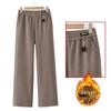 Middle-aged Women's High Waist Velvet-Lined Straight-Leg Warm Wool Pants