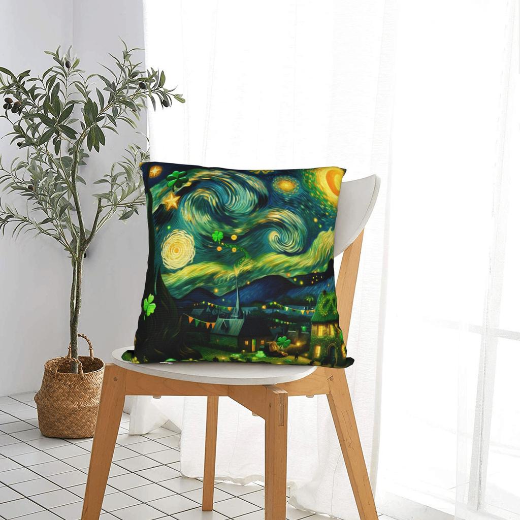 Pillow Cover Night Van Gogh'S Starry Sky Goes Irish Novelty Pillow Case For Couch Sofa Bedroom Pillowcases