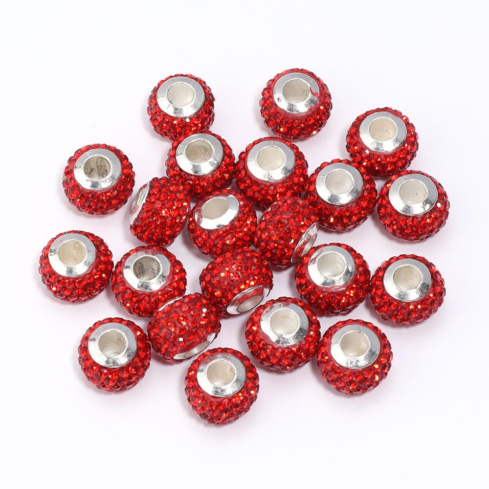 10Pcs/Lot Rhinestone Crystal Shambhala Ball Beads Colorful Polymer Clay Beads Big Hole Loose Spacer Beads For Jewelry Making