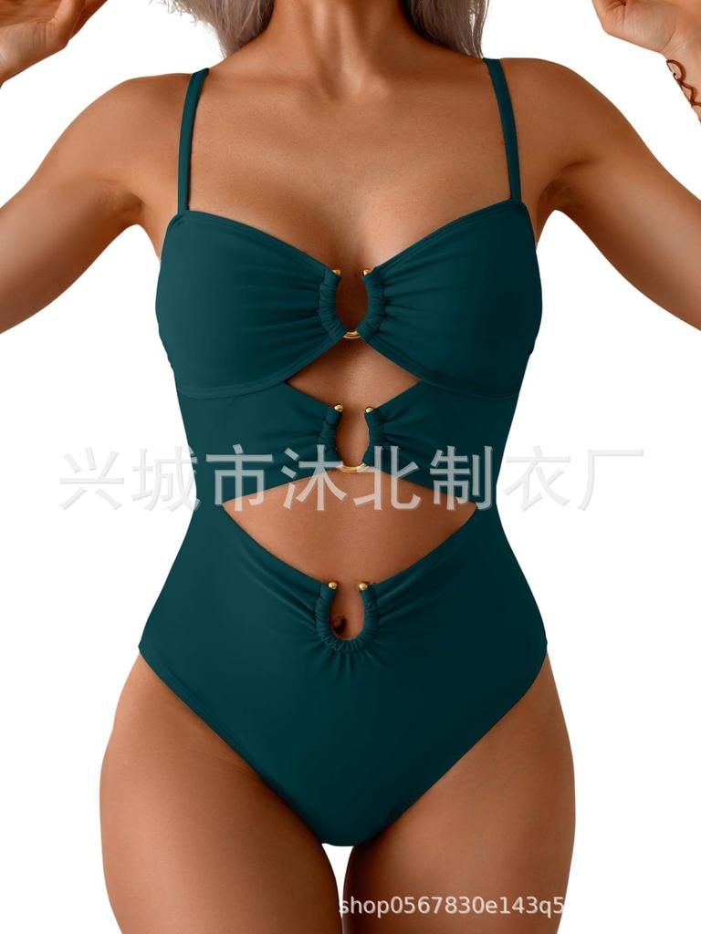 Women's One-piece Swimsuit, Button-down Bikini Sexy Swimsuit, Hollow Swimsuit.