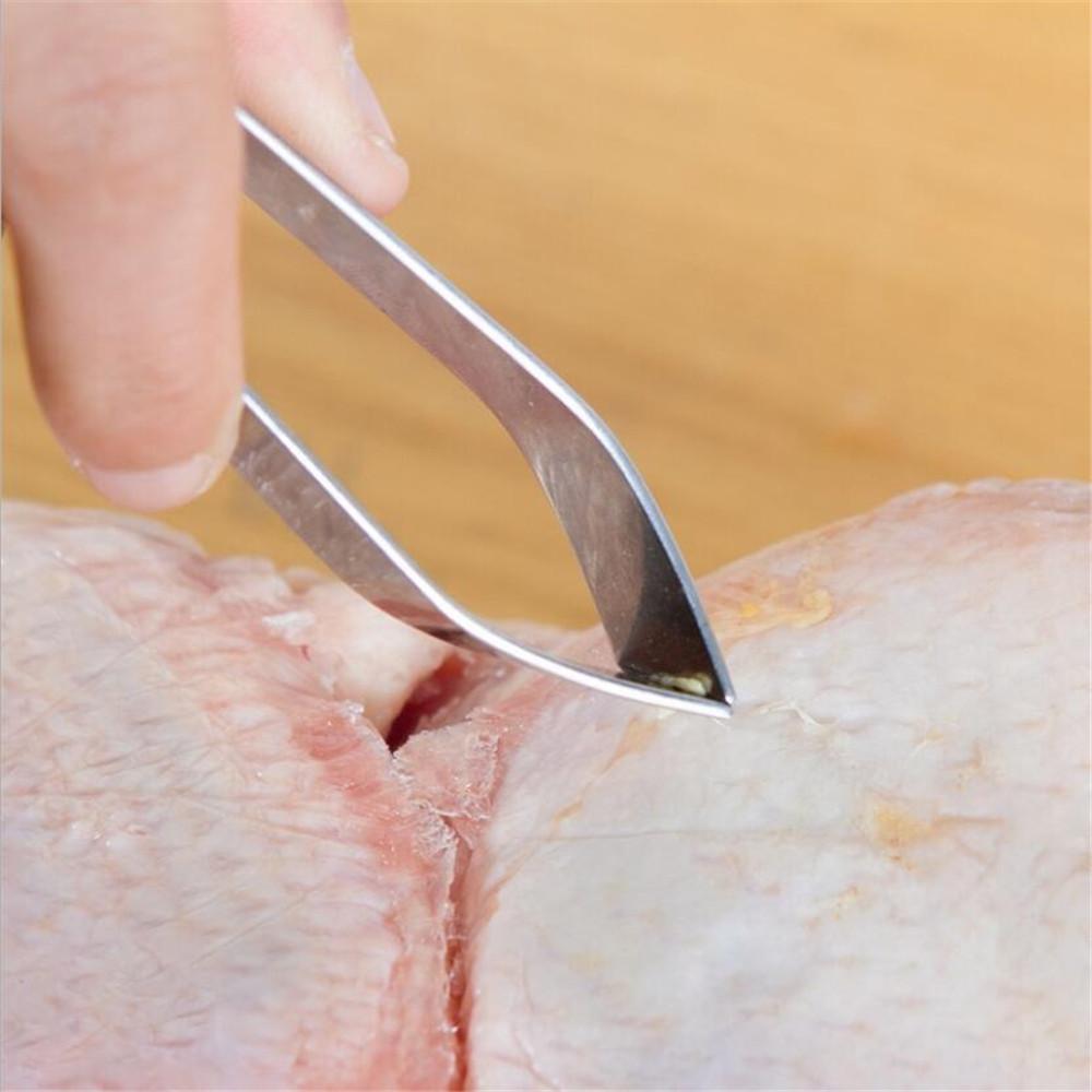 Stainless Steel Fish Bone Tweezers Remover Pincer Puller Tongs Pick-Up Seafood Tool Kitchen Tweezer Chicken Meat Hair Removal