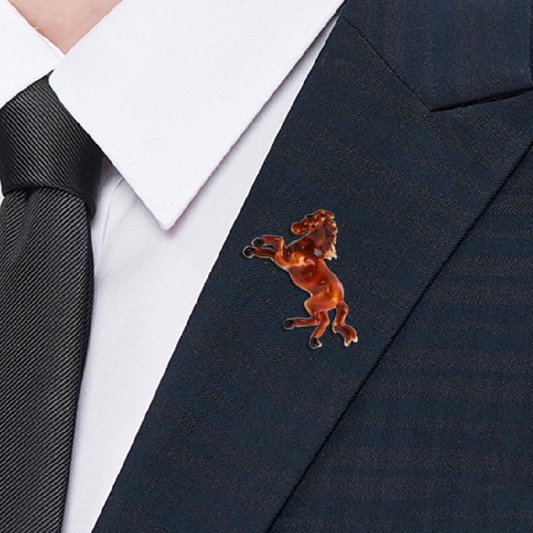 Horse Brooch Chinese Zodiacs Design Vintage Styles Lightweight Alloy Lapel Pin Decorative Clothing Accessories