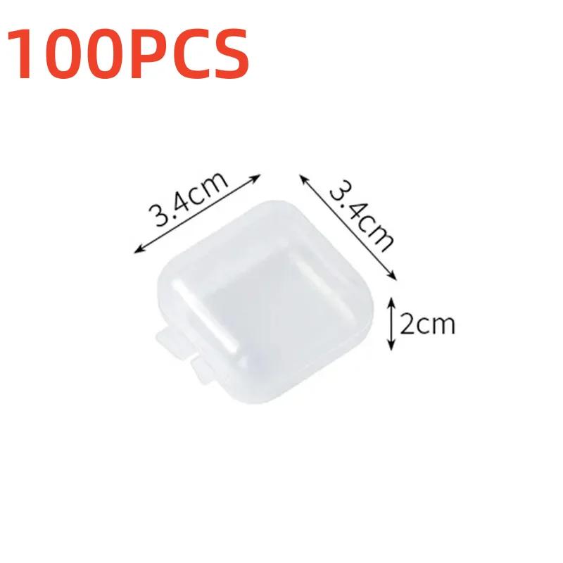 

50/100 шт. Набор из мини-прозрачного пластикового ящика для хранения ювелирных изделий, многофункциональный портативный прозрачный органайзер для хранения