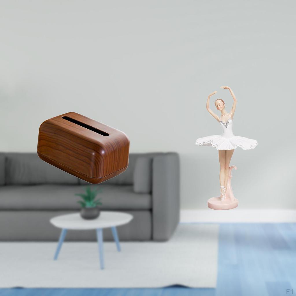 Multifunctional Rectangular Tissue Case Holder And Ballerina Figurine Resin Girl Sculpture Organizer