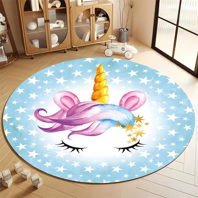 

Magical Unicorn Rug for Kids Playroom Decor round carpet for home sofa bedroom, gift Diameter 60cm