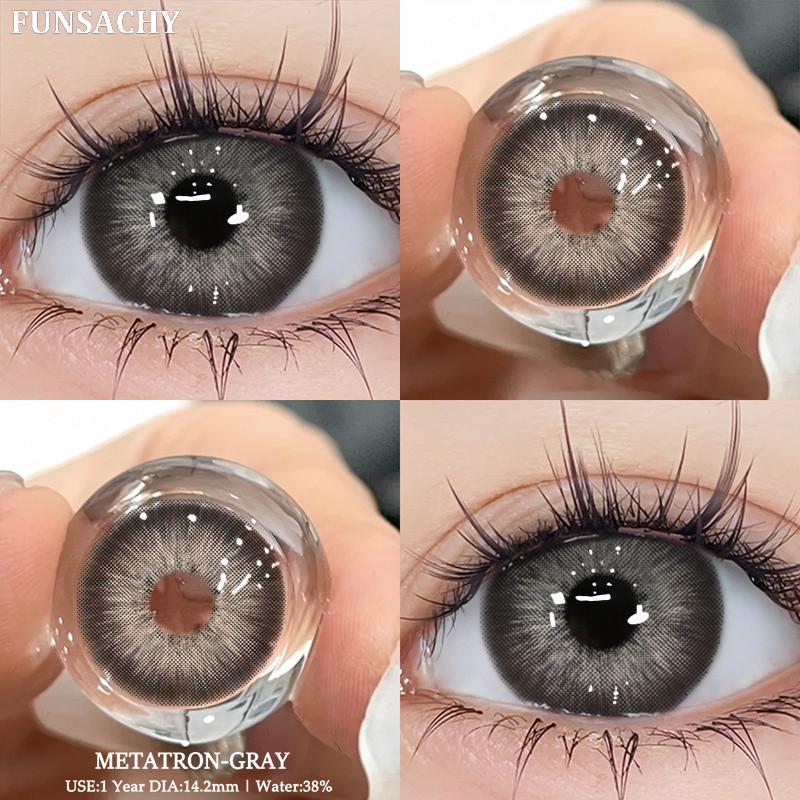 Funsachy 2Pcs Fashion Color Contact Lens For Pupils Blue Eyes 14.2mm Natural Brown Eye Lenses Beauty Green Lens Annual Cosmetics