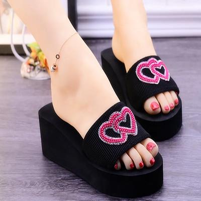 Fashion 2024 Summer New Women's  Slippers with Elevated Anti Slip Herringbone Slippers and Student Leisure Slippers