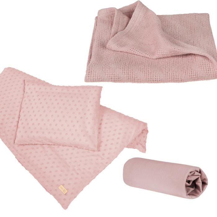 Coffret bébé bio 'lil planet' - roba - linge de lit + drap housse + couverture - rose