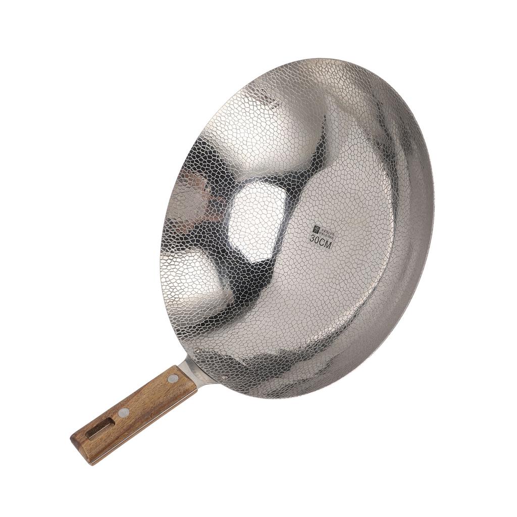 Pánev s dřevěnou rukojetí Rychlé zahřívání Nerezová ocel 304 Multifunkční Nepřilnavá pánev Wok