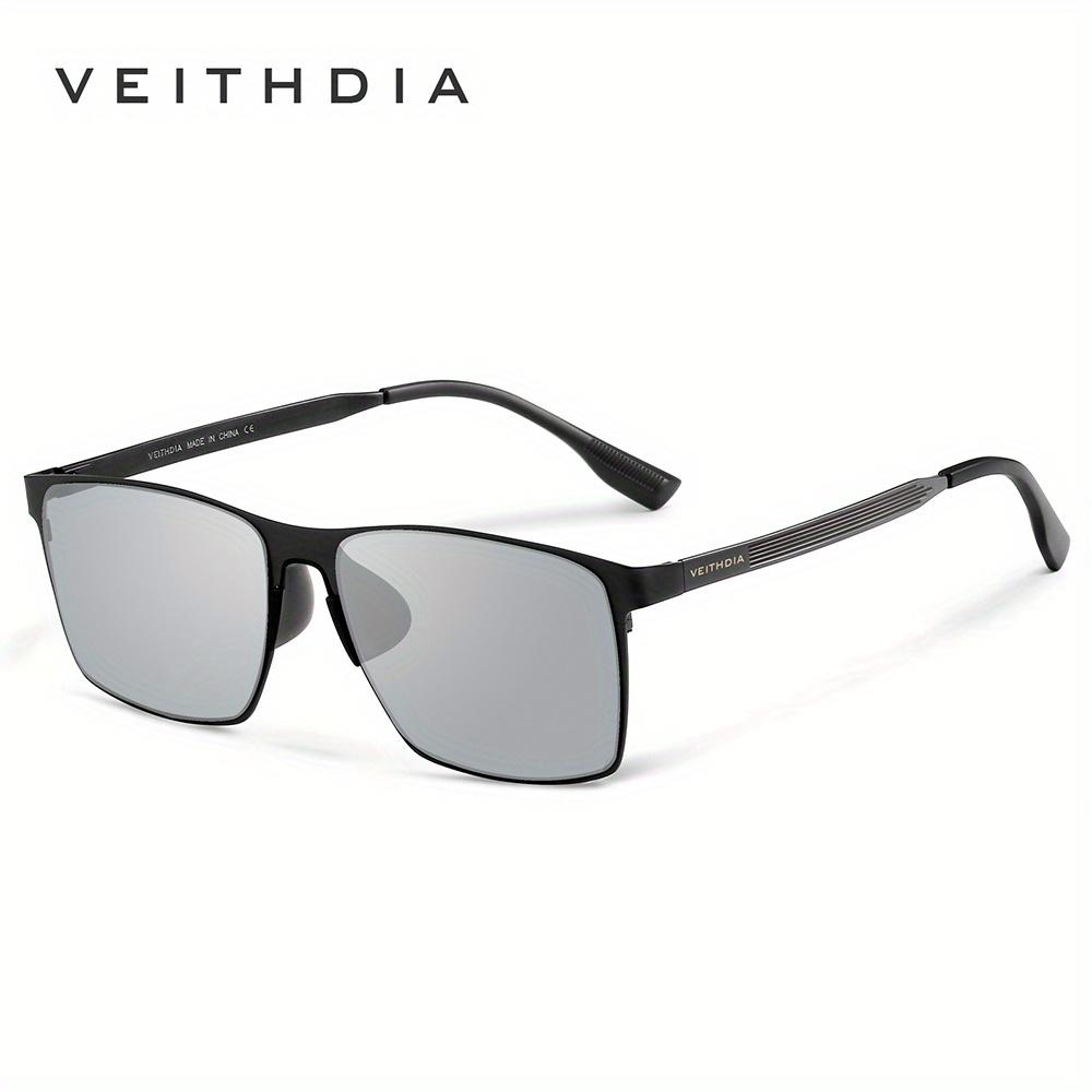 VEITHDIA Herren-Sonnenbrille, quadratisch, Edelstahl, Nylon, polarisiert, mit UV-Schutz, 8226