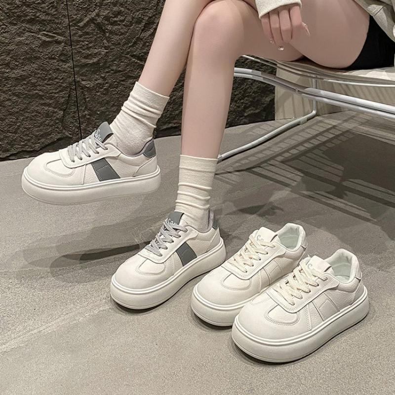 Frühling, Sommer, Herbst und Winter Damen Schuhe Damen Sneaker Weiße Schuhe Low-Top Runde Zehenpartie Höhenverstärkende Freizeitschuhe