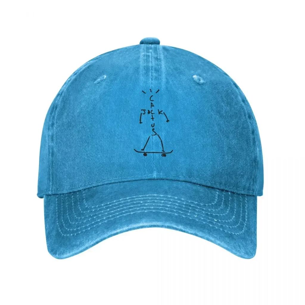 Cactus Jack Unisex Baseball Caps Travis Scott Distressed Denim Hats Cap Vintage Running Golf Unstructured Soft Snapback Cap