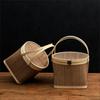 Round Top Square Bottom Basket Handwoven Antique Design Bamboo Container Woven Bamboo Basket with Lid for Holiday Gifts