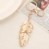 Keychain Pendant Rhinestones Inlaid Feather Shape Key Chain with Anti-Oxidation Lobster Clasp Backpack Bag Accessory
