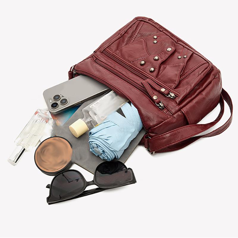 Retro PU Bag Large-capacity Middle-aged Mother Bag Lightweight Leisure Messenger Bag