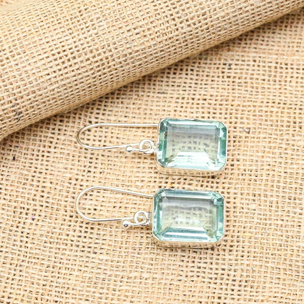 Schillernder Aqua-Apatit-Edelstein, handgefertigte Schmuckohrringe aus 925er Sterlingsilber für Hochzeitsgeschenk