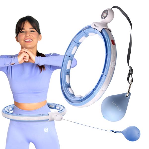 Magnetischer Hula Hoop Set Blau Hhm15 Mit Hms Zähler + Gürtel Br163 Schwarz Übergröße