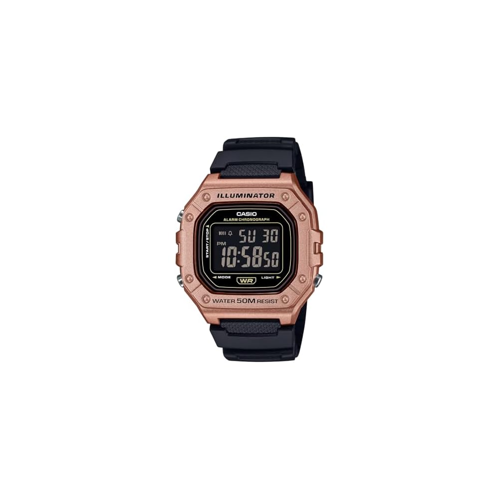 Casio Standard Digital Watch W-218HM-5BV Unisex Copper Brown Metallic 50m Water Resistant