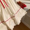 Dress Korean Lace Summer Round Neck Lace Cute and Sweet Buttful Knot Princess Dress Kids Clothes Girls
