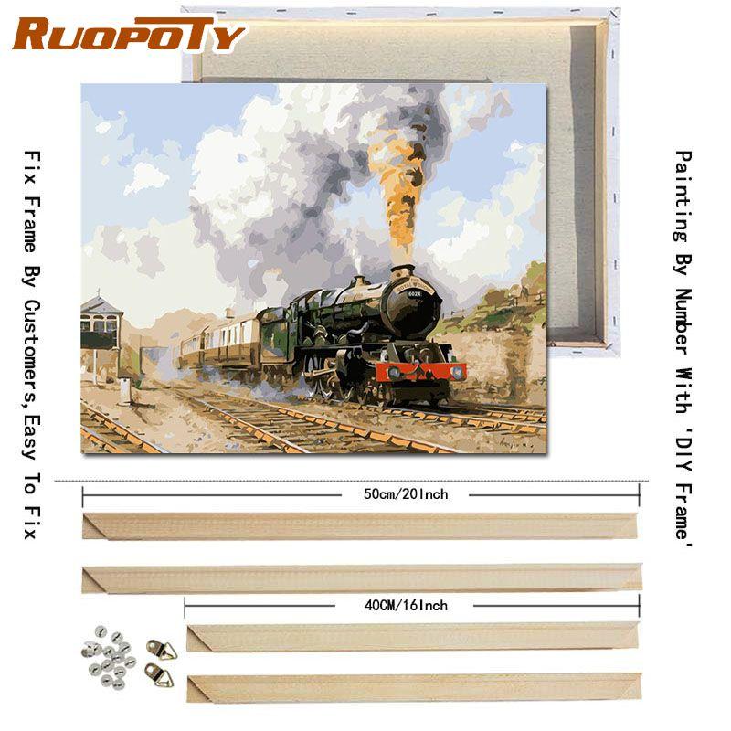 RUOPOTY City and Countryside DIY Painting By Numbers Landscape DIY Frame Oil Painting Modern Wall Art Living Room Decor 40x50cm