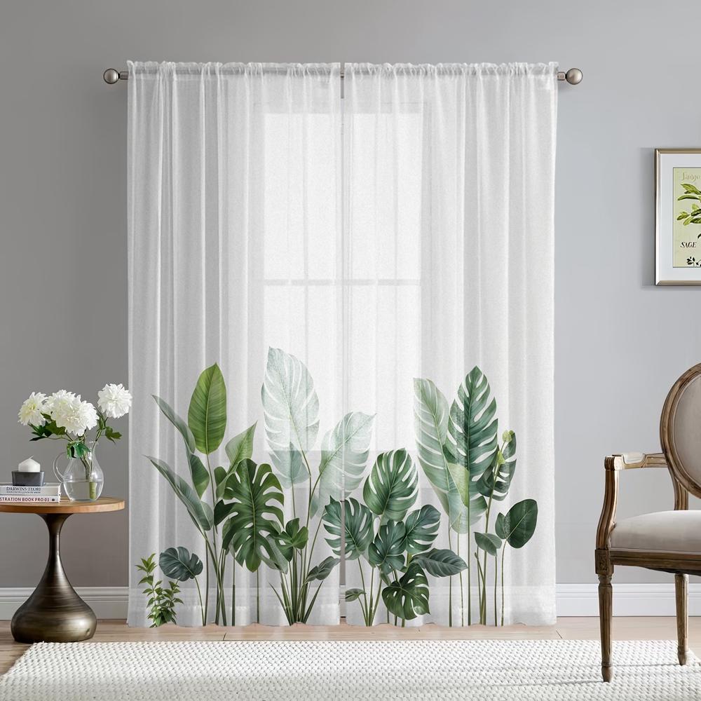 2 st HD digitalt tryckta gröna bananer fönsterskärm heminredningsstil dekoration vardagsrum sovrum stånggenomgående gardineffekt st