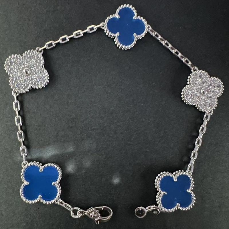 Exquisite Four-leaf Clover Bracelet for Women Five-flower Bracelet Double-sided Natural White Mother-of-pearl and Carnelian Bracelet