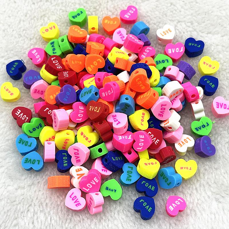 30pcs 10mm Heart Shape Fruit Beads Polymer Clay Beads Spacer Loose Beads for Jewelry Making DIY Bracelet Earring