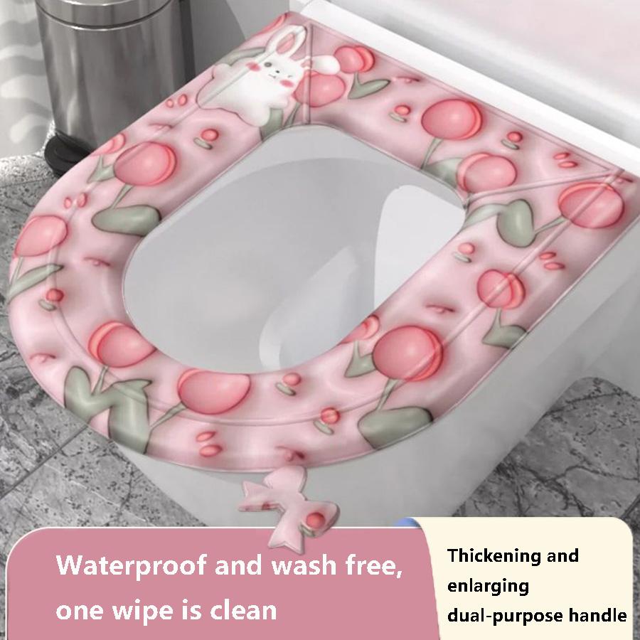 1pc waterproof household EVA toilet seat cover, lovely four seasons universal wash paste thickened toilet seat