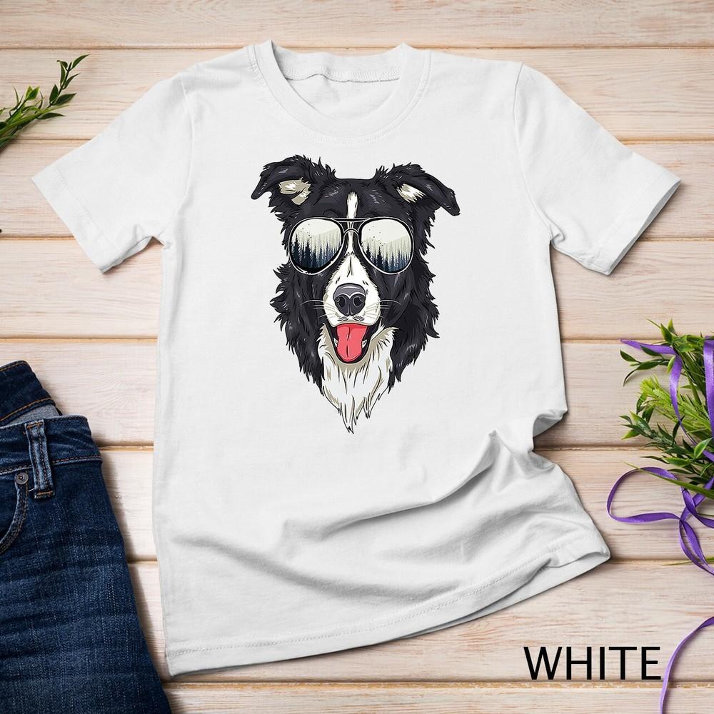 

Funny Border Collie Head with Sunglasses Dog Lover Gift Premium Unisex T-shirt 4XL