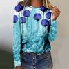 Spring and Autumn Round Neck 3D Flower Pattern Printed Top Fashionable Casual Long Sleeved Women's T-shirts