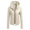 2022 Women's PU Leather Jacket with Detachable Hood - Stylish European & American Fashion Coat