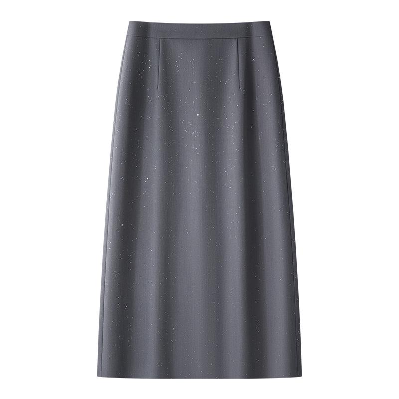 

Женская черная юбка-миди бодикон с пайетками и разрезом - Коллекция Весна 2025 L серый