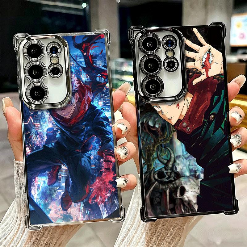 Anime Itadori Yuji JUJUSU Plating Phone Case For Samsung Galaxy S24 S25 FE S26 Edge S23 Ultra S22 S21 Plus S20 Anti-Fall Airabag