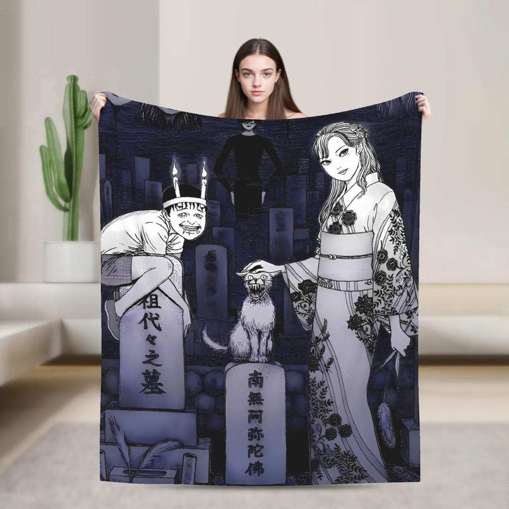 Tomie Junji Ito Blanket  Soft Fashion Plush Throw Blanket For Couch Chair Sofa Bed Travel Flannel Bedspread Bed Cover