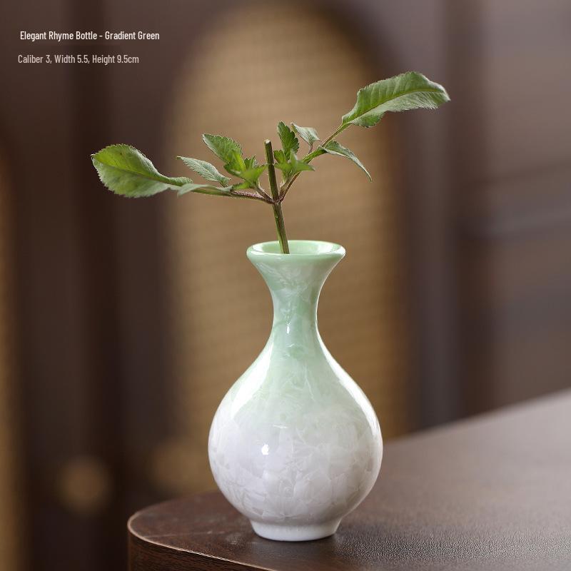 Crystalline Glaze Mini Ceramic Vase - Creative Home Desktop Ornament for Flowers