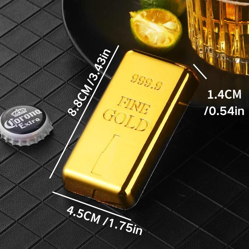 2-Piece Stainless Steel Creative Bottle Cap Opener Set (Gold Brick-Imitation/Silver Ingot-Imitation), Creative Magnetic Fridge D