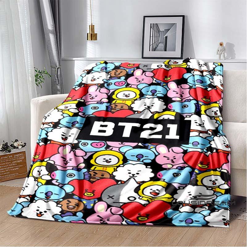 2026 Nuova Collezione Cartoni Animati Anime BT21 Adorabile Coperta Ultra Morbida per Bambini Coperta da Divano Perfetta per Viaggi Divani Picnic