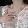 Adjustable Pearl Necklace With Interchangeable Agate Pendant Boho Chic Layered Look Women