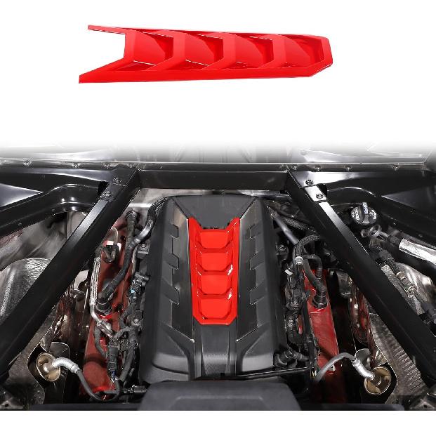 Daeiclru Engine Shroud Cover Panel Trims Compatible with Chevrolet Corvette C8 2020-2023, ABS Plastic Engine Bay Panel Cover (Carbon Fiber Pattern) красный