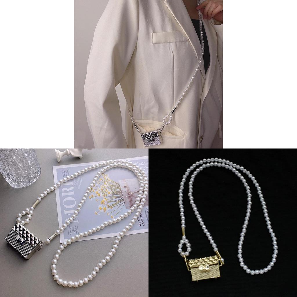 Metal Pearl Girl Mini Crossbody Bag With Chain Strap For Street Fashion Accessories