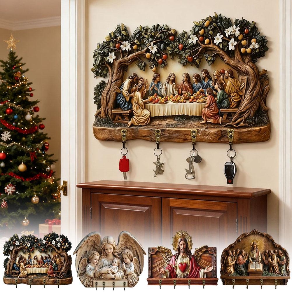 Wooden Wall Keychain Hanging Classic Wooden Nativity Shared Holder Keychain Ornament Key Up Movie Keychains Hooks Scene Han T9O6