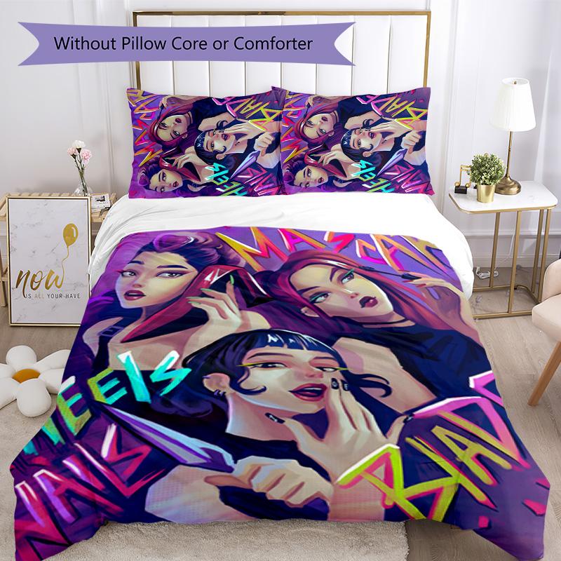 Set Biancheria da Letto KPOP Hunter 3 Pezzi Copripiumino Chiusura Include 1 Copripiumino & 2 Federe per Tutte le Stagioni Camera da Letto Casa Arredamento Stanza del Dormitorio